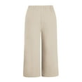 thumbnail image 5 of LLYwey Casual Dress Pants for Women Ladies Casual Outdoor Large Size Wide Leg Pants Solid High Waist Versatile Loose Long Pants with Pocket New Full Length Pants Regular Fitted Beige 4XL, 5 of 7