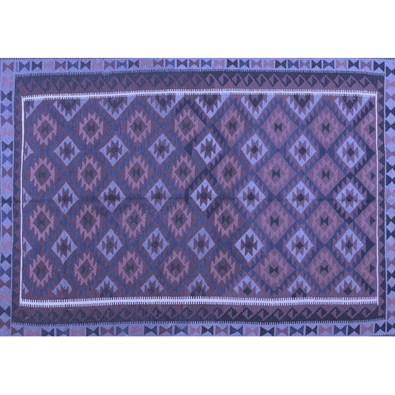 Ahgly Company Indoor Rectangle Oriental Blue Traditional Area Rugs, 7' x 9'