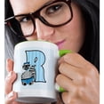 thumbnail image 2 of 3drose, R Is for Raccoon in Blue for Boys Baby and Kids Monogram R in Striped Prints, 15oz Two-tone Green Mug, 2 of 6