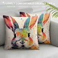 thumbnail image 3 of COMIO  Watercolor Bunny Rabbit Throw Pillow Covers Lovely Animal Pattern Bunny Feed Home Decorative Cushion Cover Pillow Case Square Pillowcase, 3 of 5