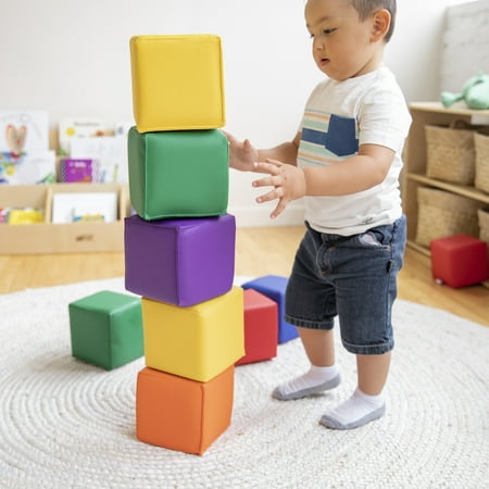 ECR4Kids SoftZone Patchwork Toddler Building Blocks, Assorted, 12-Piece