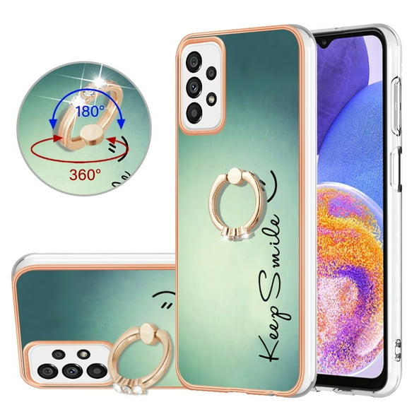 TECH CIRCLE For Galaxy A35 Case with Stand,360 Rotatable Shiny Ring Holder Kickstand Soft TPU Girls Women Case Shockproof Protective Phone Case for Samsung Galaxy A35 5G 6.6" 2024,Smile