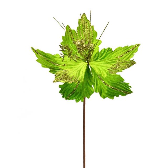 Vickerman QG191073 12 in. Lime Poinsettia Spray - 6 per Bag