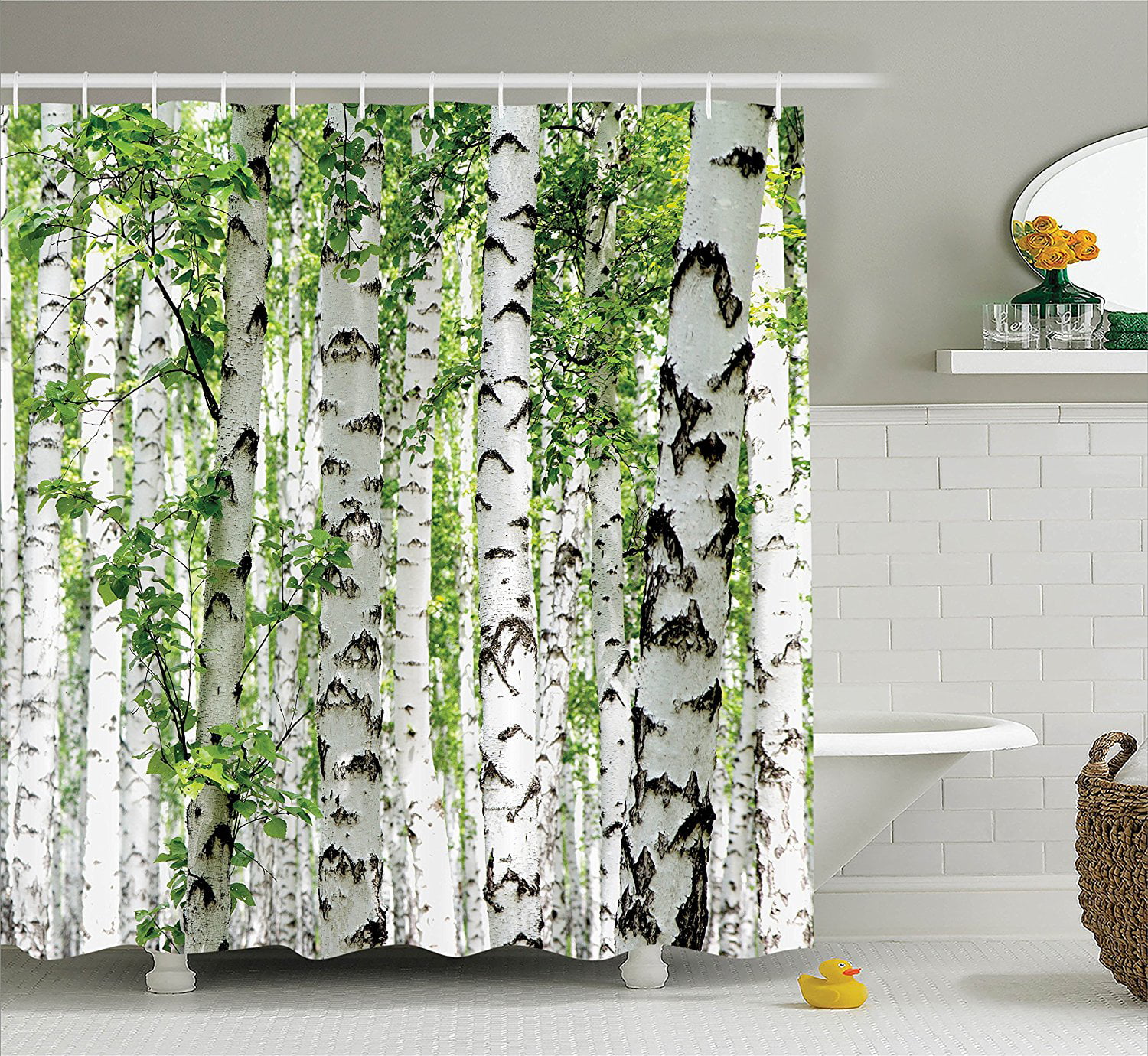 Tropical Plant Shower Curtain Thick Waterproof Bathroom Home Decor 12 Hooks LO 
