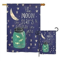 Breeze Decor BD-EX-G-115124-IP-BO-D-US18-SB G165124-BO Moon Stars Fireflies Jars Inspirational Expression Impressions Decorative Vertical 13 x 18.5 in. Double Sided Garden Flag