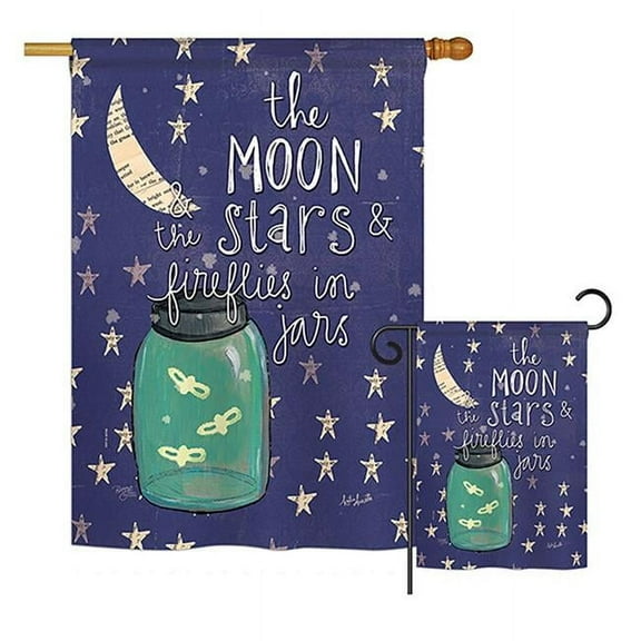 Breeze Decor BD-EX-G-115124-IP-BO-D-US18-SB G165124-BO Moon Stars Fireflies Jars Inspirational Expression Impressions Decorative Vertical 13 x 18.5 in. Double Sided Garden Flag
