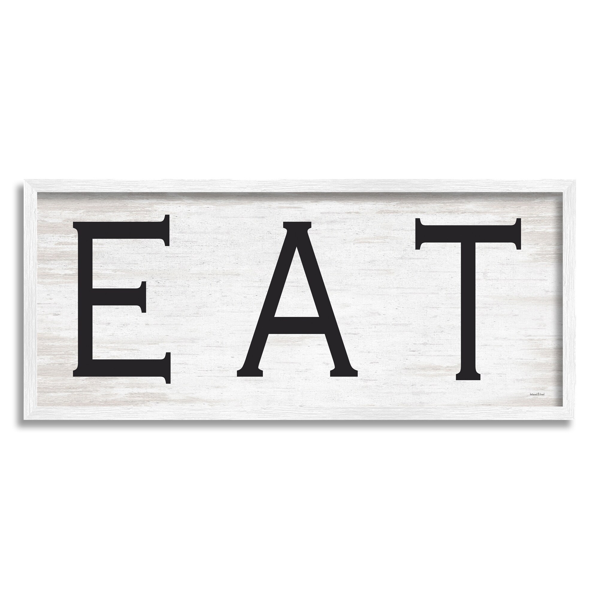 Stupell Industries EAT Farmhouse Kitchen Sign Soft Distressed Pattern, 30 x 13, Design by Lettered and Lined