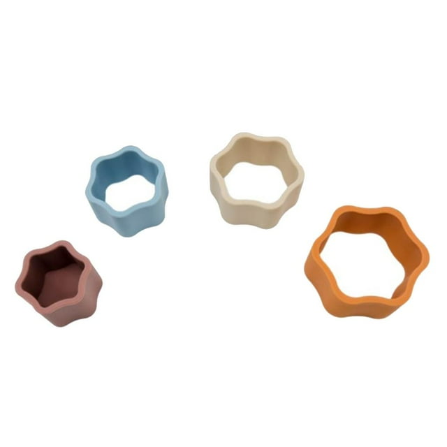 KLKCMS Soft Sorting Stacking Silicone Teething Puzzle Rings Toys Early Education A A