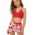 thumbnail image 5 of HAJWOH Girls Swimsuit 3 Piece Bathing Suits Floral Print Swimwear Bikini Sets with Cover Ups Beach Skirt for 8-18 Years, 5 of 5