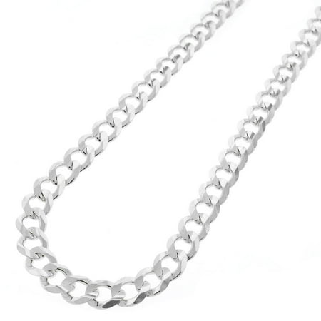Cuban Link Curb Chain Necklace - Sterling Silver Italian 7mm Cuban Curb Link ITProlux Solid 925 Necklace Chain 20