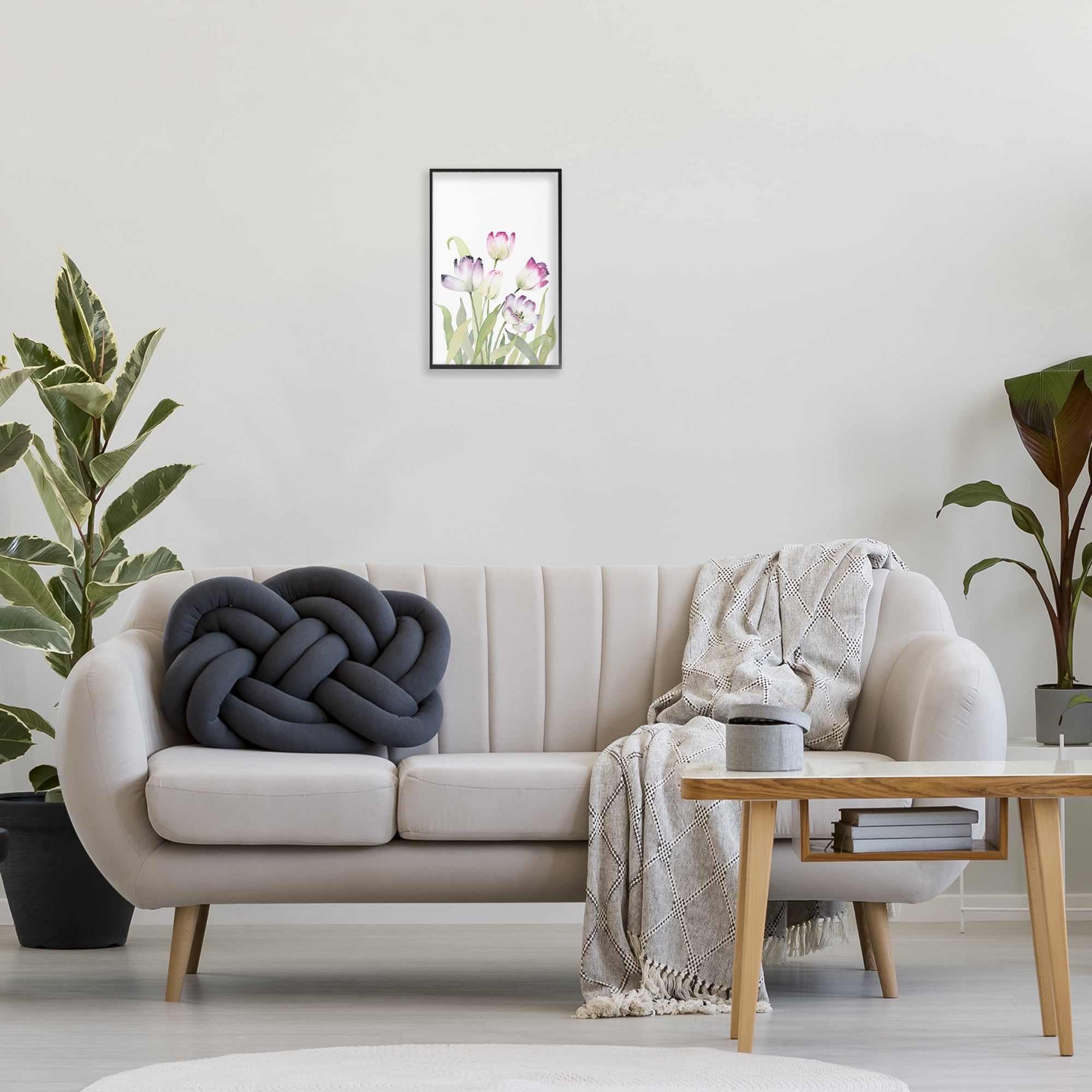 Stupell Industries Fresh Garden Tulips Botanical & Floral Painting Black Framed Art Print Wall Art, 12 x 18