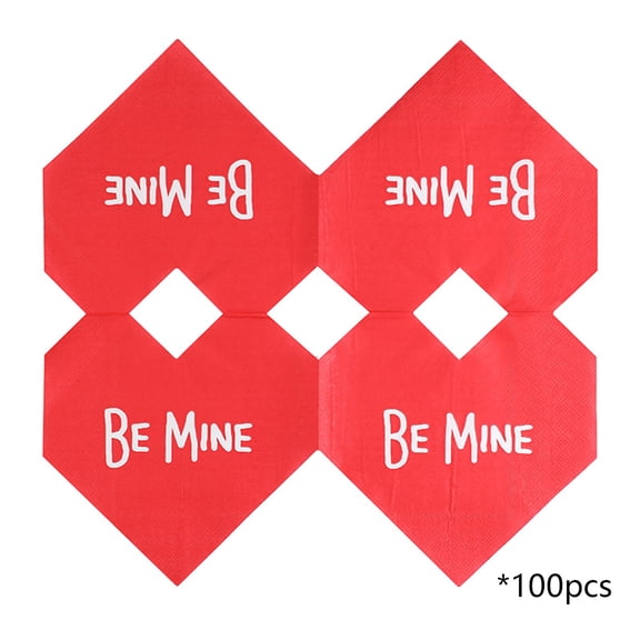 DefiDgd 100pcs Valentine's Day Heart Shaped Paper Napkins,Disposable Heart Napkins Decorative Tableware for Kitchen Dinner Birthday Wedding Party Supplies(Red)