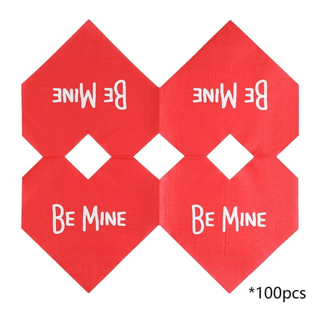 Valentines Day Paper Napkins 100 Sheets, Disposable Pattern Festive Table Decor 5 Pack