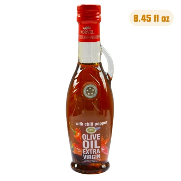 Korvel Greek Extra Virgin Olive Oil with Chili Pepper, 8.45 fl oz