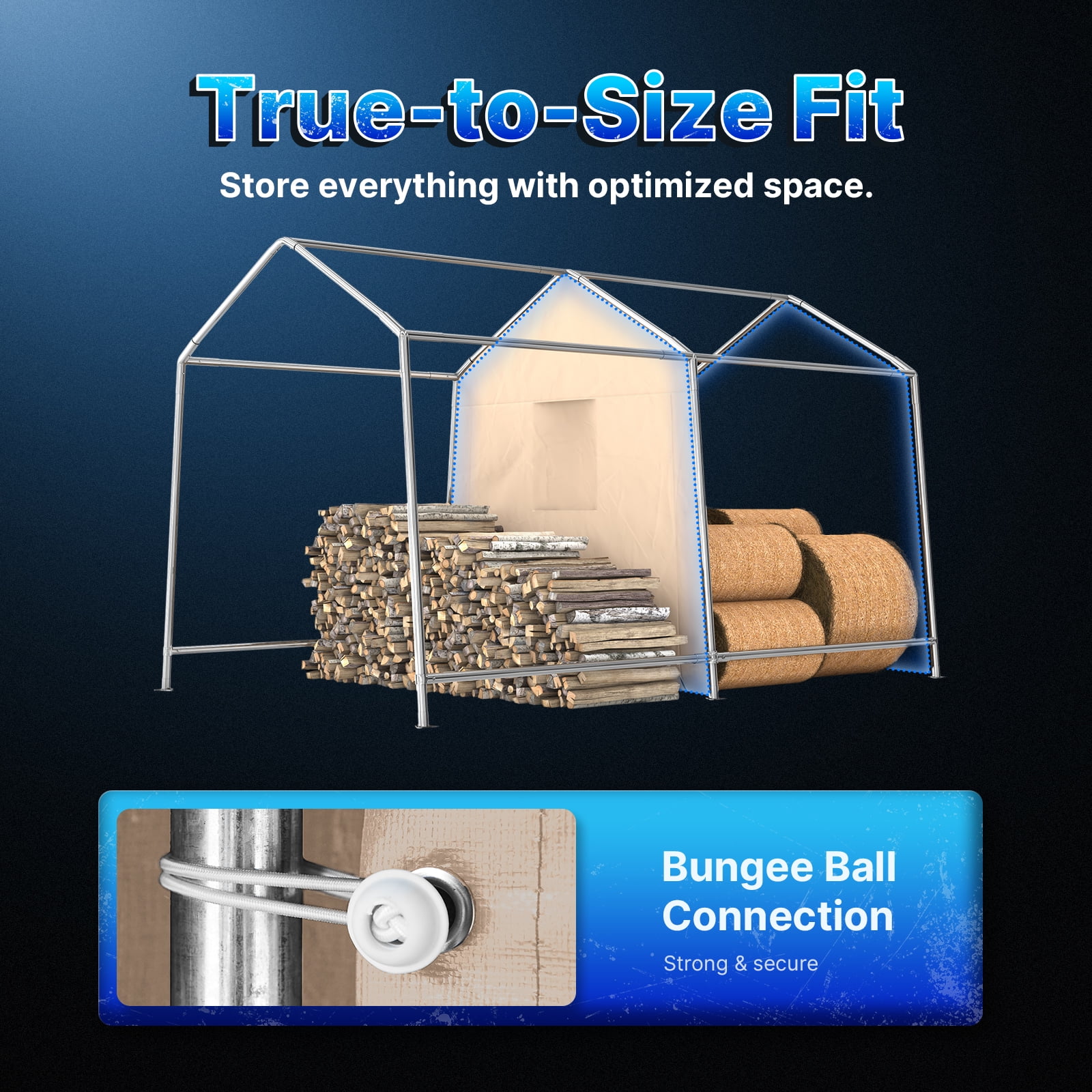 ADVANCE OUTDOOR 8x14 ft Carport Steel Metal Peak Roof Anti-Snow Portable Garage Shelter Storage Shed Carport, Beige