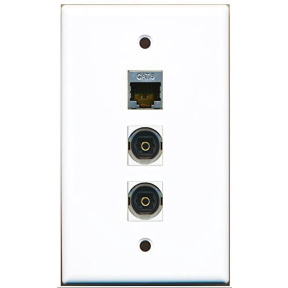 RiteAV - 1 Port Shielded Cat6 Ethernet 2 Port Toslink Wall Plate