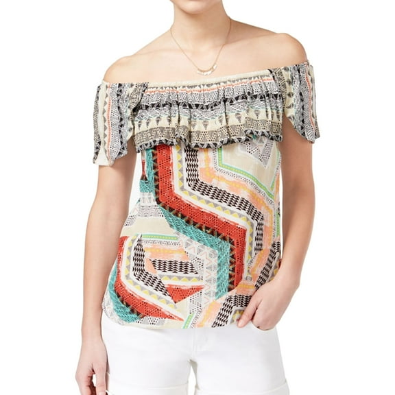 American Rag Womens Printed Off-The-Shoulder Pullover Blouse, Multicoloured, Juniors, X-Small