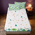 thumbnail image 4 of Manfei Festive Christmas Tree Zipper Twin Comforter Sets with Fitted Sheet and 2 Pillowcases,Traditional Polka Dot Zipper Bedding Set,Green White,Christmas Reversible,4pcs, 4 of 8