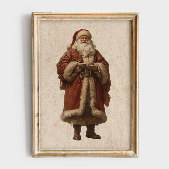 Vintage Santa Claus Print, Classic Decor, Traditional Illustration, Nostalgicwall Art, Festive Santa Portrait Home Decor #291, Unframed Poster Size 8x12
