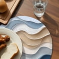 thumbnail image 3 of Beige Blue Ombre Round 15 Inch Placemats Set of 2, Moire Abstract Artwork HeatResistant Non Slip Place Mats for Dining Table, Wipeable Braided Kitchen Table Mats for Housewarming, 3 of 9