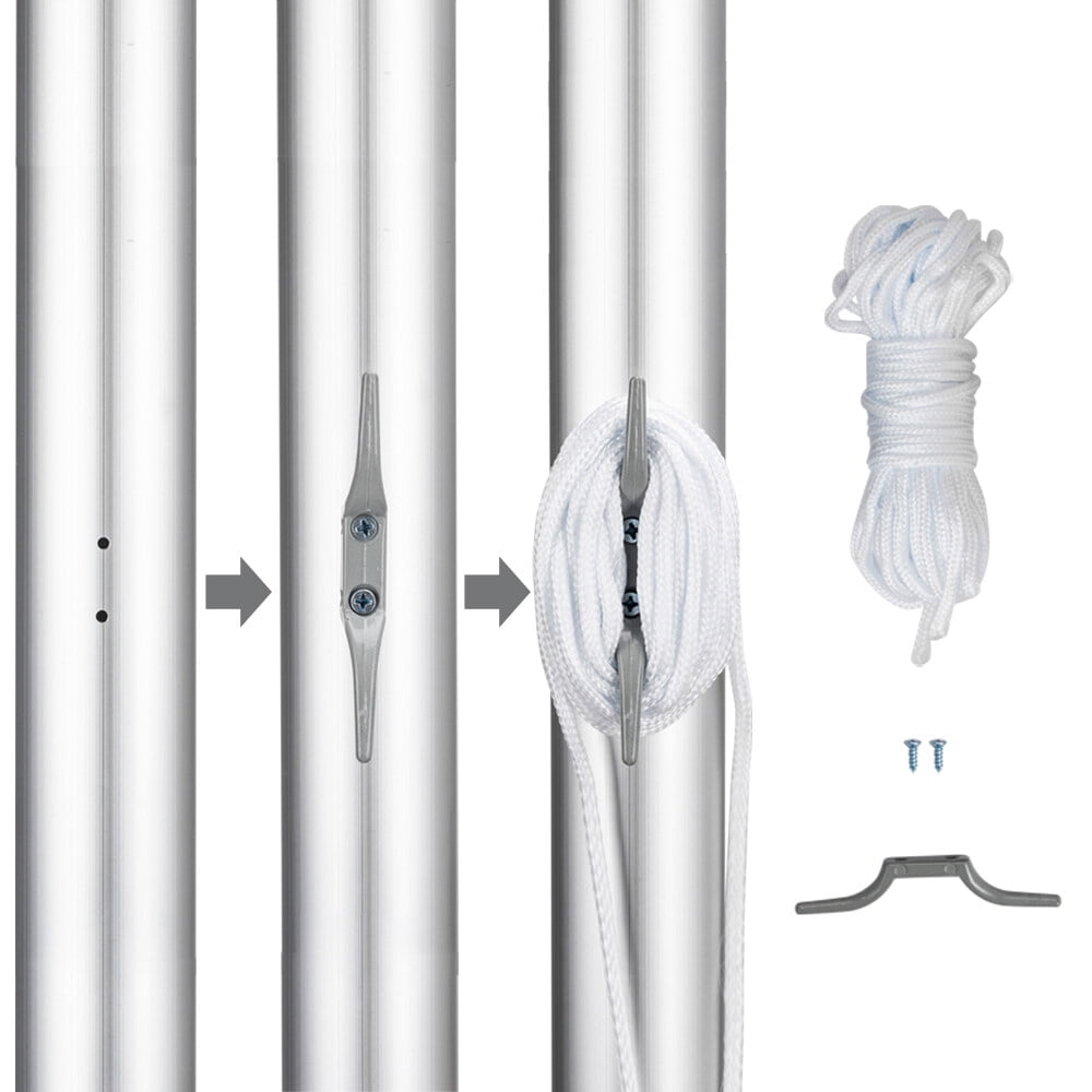 UBesGoo 25FT Flag Pole Kit Sectional Halyard Pole US Outdoor Decoration Aluminum