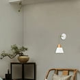 thumbnail image 5 of FSLiving Battery Operated Wall Sconces Wireless White Metal Wood Wall Lamp Modern Design E26 Base LED Nightstand Wall Light Fixtures for Corner Loft Corrider Entrance - 1 Light, 5 of 7