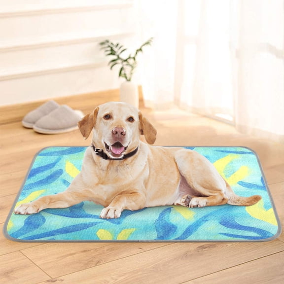Pet Cooling Pad Foldable Self Cooling Mat Breathable Pet Cushion Sleep Pad for Dogs and Cats Blue Seaweed Drawing S