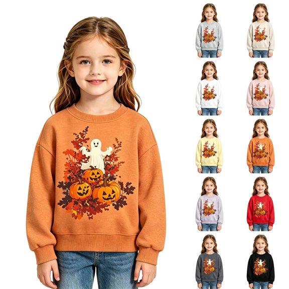 Gyexs Halloween Sweatshirts for Girls Fall Winter Clothes, Soft and Comfortable, Trick or Treat Apparel