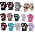 thumbnail image 2 of Minnieouse Lindo encantador mujeres niñas invierno cálido guantes sin dedos gato garra pata felpa mitones medio dedo guantes mitón nuevo guantes y mitones violeta Minnieouse PS13236-14, 2 of 6
