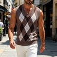 thumbnail image 4 of Baeitkot Men's V-Neck Sleeveless Top Men's Colorblock V-Neck Sleeveless Knit Sweater Casual Layering Top Brown Free Size, 4 of 6