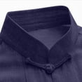 thumbnail image 5 of Qiyinn Men's Spring/Summer Solid Color Linen Button-Down Loose Stand Collar Short-Sleeve Shirt, 5 of 7