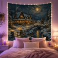 thumbnail image 2 of Winter Cabin in Snowy Forest, Peaceful Rustic Scene with Full Moon for Nature Lovers, Enchanted Woodland Decor Christmas Gift Tapestry Wall Hanging for Bedroom and Living Room, 2 of 7