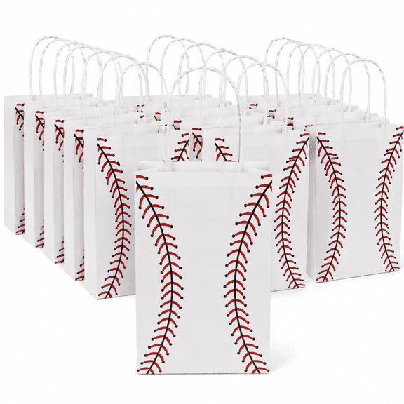Baseball Party Favor Bags 16 Pcs Flag Gift Bags with Handles - Goodie Bags Birthday Sports Themed Goodie Bags Party Supplies Baseball Party Decorations