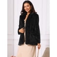 thumbnail image 3 of DARING DIVA Women's Faux Fur Coat Open Front Notch Lapel Jacket S Black, 3 of 8