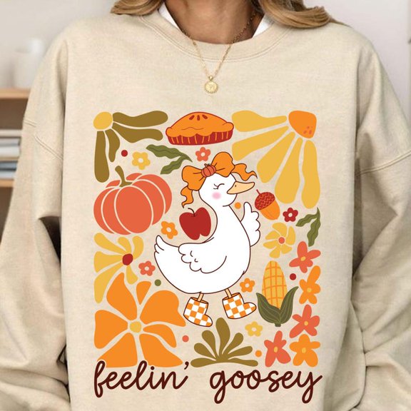 Silly Goose Fall Sweatshirt, Funny Autumn Goose Sweatshirt, Floral Goose Sweatshirt, Boho Floral Sweatshirt, Silly Goose On The Loose Sweatshirt.
