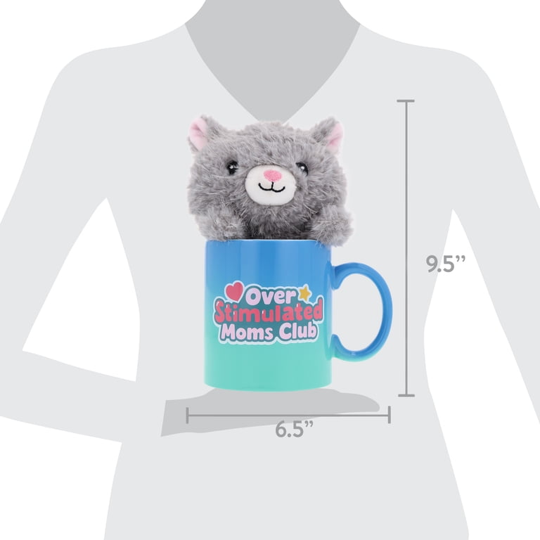Cat Plush in Overstimulated Moms Club Mug, Multicolor, Mother's