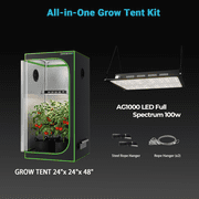 ALPHAGROW 2-Piece Grow Tent System, 24 x 24 x 48 in, with Twin Doors and LED Grow Light, Fan Not Included