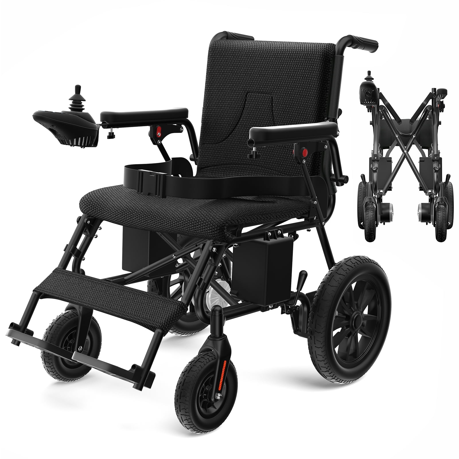 COOLHUT 15+ Miles Foldable Electric Wheelchair for Seniors, All Terrain Motorized Power Wheelchair with 2 Detachable Battery, Intelligent Brake, 350lbs, 500W Motors, Black
