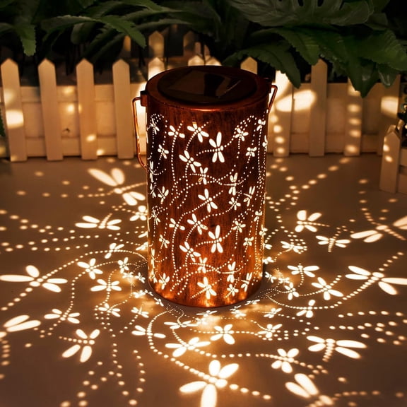 Tapvos Solar Lanterns Outdoor Hanging Dragonfly Hollowed Out Metal LED Light Gifts for Women Mom Grandma Waterproof Garden Decor for Patio Yard Porch
