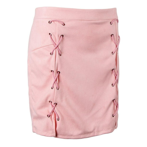 corta cordones de cinturo para mujer ajustado de línea A Multicolor Pink XL Colco mini falda para mujer