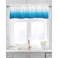 thumbnail image 2 of Geometric Ocean Linen Curtain Valance for Bedroom/Bathroom/Kitchen/Office/Living/Dining Room Windows,Summer Ombre Blue Sea Waves Minimalist Pocket Topper Drapes Decorative Cafe Drapery Panel 42x12, 2 of 6