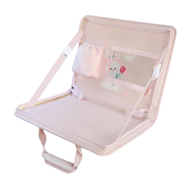 Bandeja para comer en el volante, mesa de trabajo para escribir, diseño con cremallera, organizador multiusos para el interior del automóvil Rosa