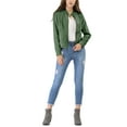thumbnail image 3 of MODA NOVA Juniors Lightweight Stand Collar Zip up Biker Moto Jacket, 3 of 6