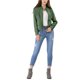 thumbnail image 2 of Chaqueta de moto con cremallera y cuello alzado para mujer INSPIRE CHIC, ligera, talla XL, color verde militar, 2 of 7