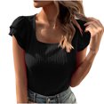 thumbnail image 2 of Women's Short Sleeve Pullover Blouses Satin Silk Shirts Casual Loose Work Tunic Tops,Women's Short Sleeve Shirts Cute Summer Tops Pleated Key Hole Loose Hollow Blouses, 2 of 6