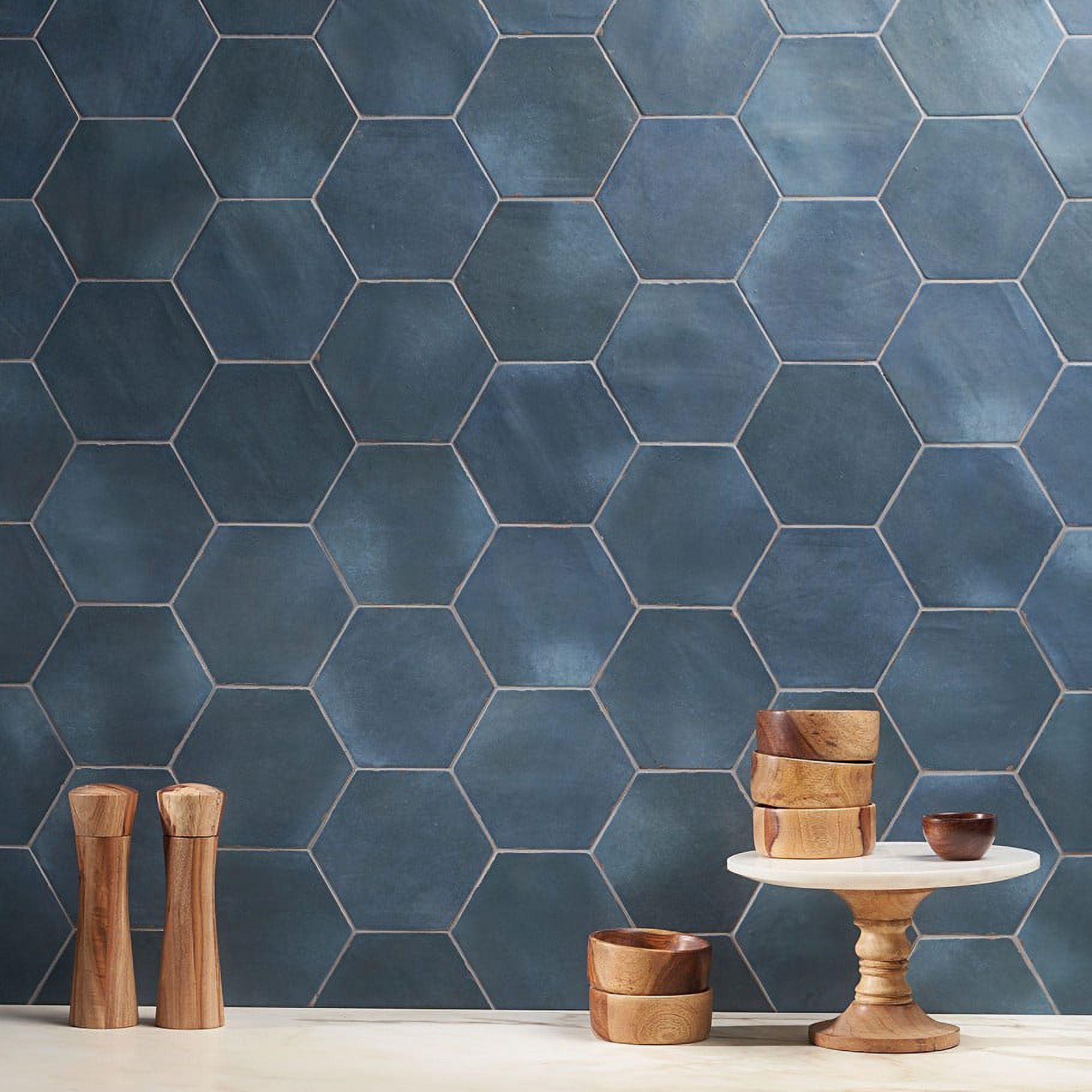 Bond Tile Palo Alto Hex Denim Blue 5.5 in. x 6 in. Porcelain Floor and Wall Tile (5.38 Sq. Ft. / Case)