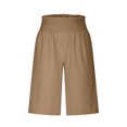 thumbnail image 6 of Ahdbta Bermuda Shorts for Women Knee Length Elastic High Waisted Wide Leg Linen Crop Pants Summer Dressy Casual Shorts, 6 of 8