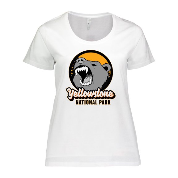 Inktastic Yellowstone Growling Bear Women's Plus Size T-Shirt