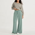 thumbnail image 2 of ADSSDQ Wide Leg Sweatpants Women Soft High Waist Pants with Pockets Drawstring Pull-On Casual Pants Mint Green XL, 2 of 9