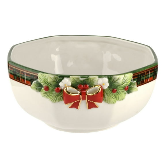 Spode Christmas Tree Figural Tartan Bowl, 9in, Green